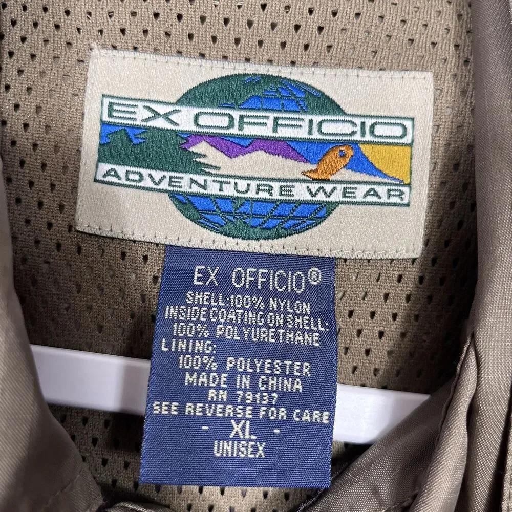 Exofficio Soft Shell Waterproof Guide Jacket Ripstop Snap Hooded Vented XL *READ